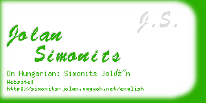 jolan simonits business card